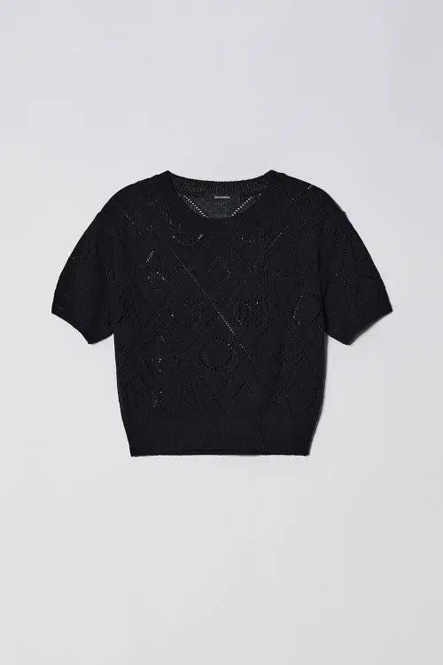 DIAGONAL LOGO PATTERN HALF KNIT BLACK